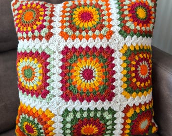 Granny Square Pillow Pattern, Fall Crochet Decor, Digital PDF + Video Tutorial