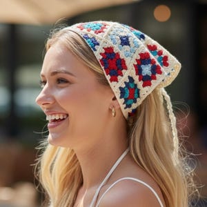 Crochet Granny Square Bandana Scarf Pattern: Easy PDF Tutorial (Digital Download