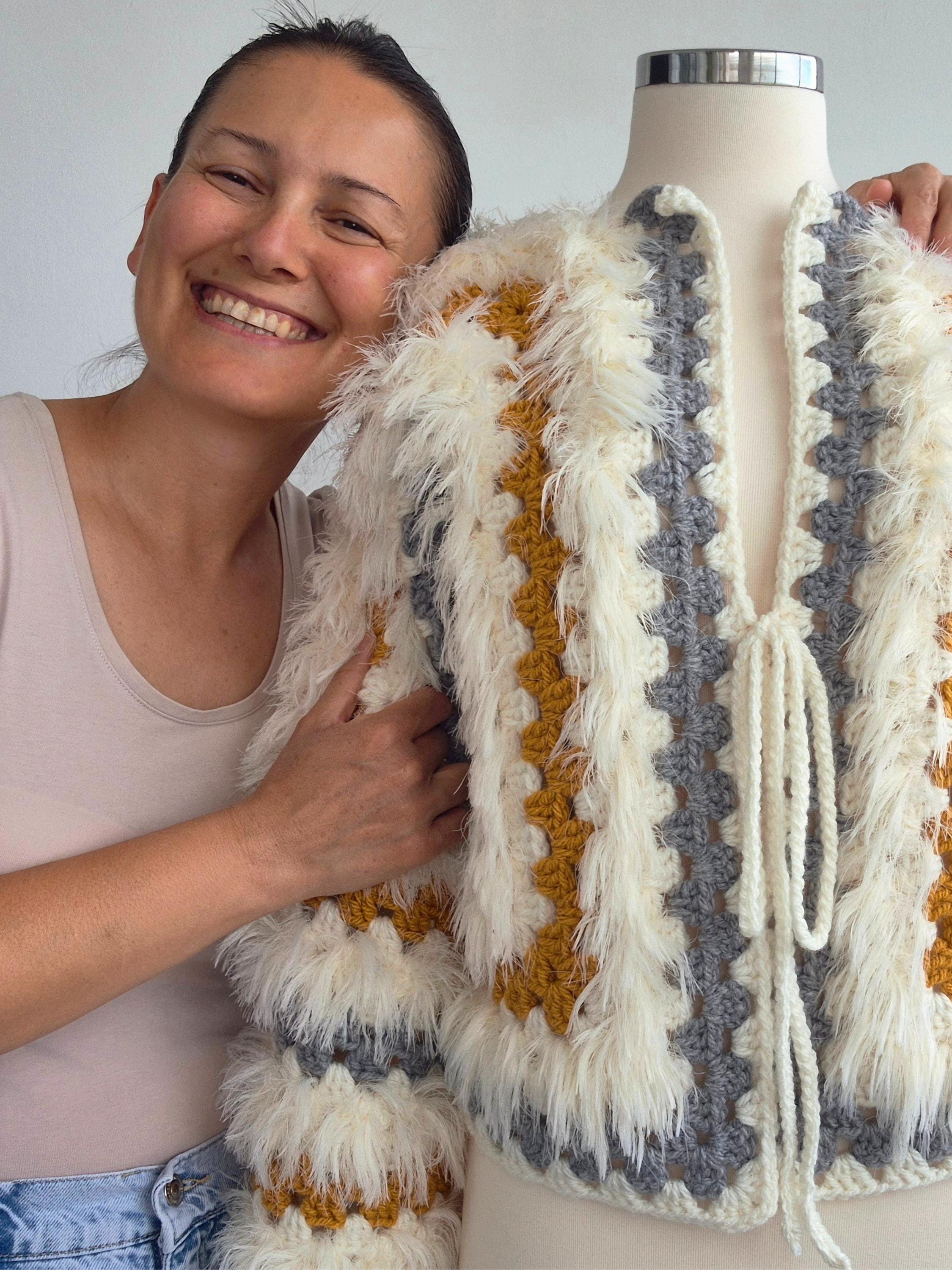 Boho Fringe Crochet Granny Hexagon Cardigan Pattern & Video