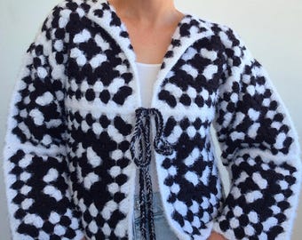 Crochet Granny Square Cardigan Pattern PDF & Video Tutorial,  Advanced Beginner, Sizes S–2XL