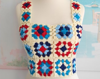 Crochet Granny Square Tank Top Pattern & Video | Boho Summer Wearable PDF Tutorial