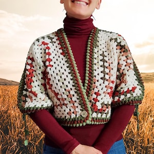 Hexagon Crochet Cardigan Pattern: Grandma Square Jacke, Video Anleitung (PDF Download)