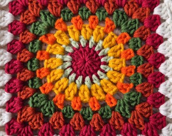 Flower Granny Square Pattern, Crochet Floral Motif, Fall Autumn Crochet PDF