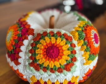 Crochet Pumpkin Pattern & Video, Granny Square PDF, Fall Decor, Autumn Home Decoration, Thanksgiving Gift,