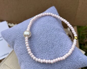 Dainty Freshwater Pearl Bracelet | Handmade Gold Plated