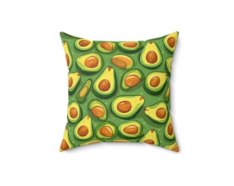 Green Avocado Pillow  Spun Polyester Square Pillow