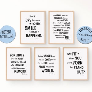 Dr. Seuss, Buch Zitate Sammlung Set 2 - 5 Digitaldrucke - Kinder, Kindergarten, Baby, Haus druckbare Download