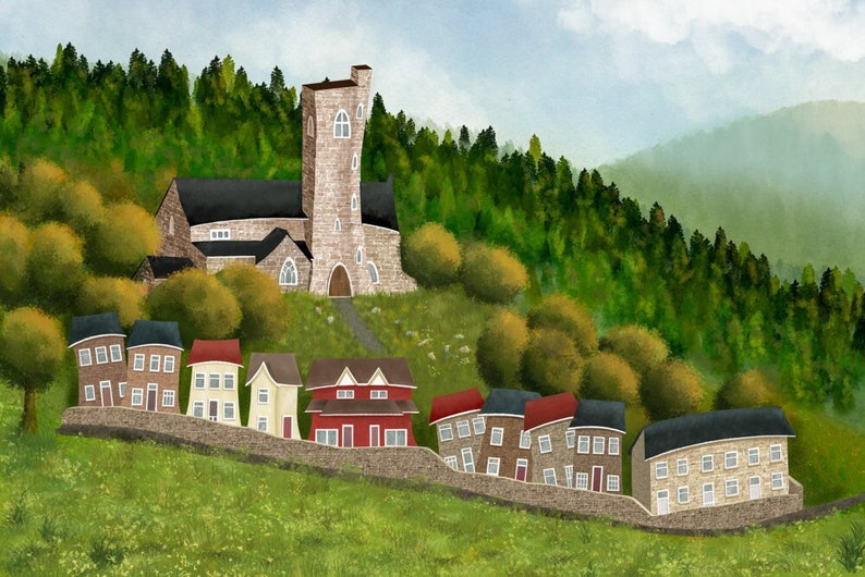 Christchurch, Aberbeeg, Abertillery, Gwent, Wales, Watercolour / Hybrid Painting Print image 5