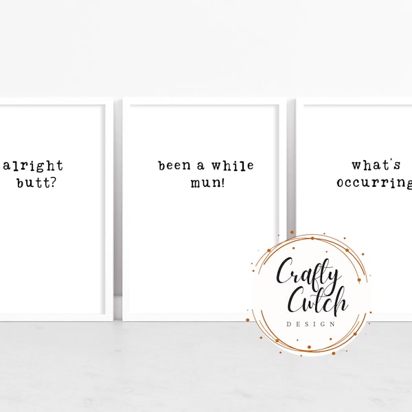 Printable Set of 3 Welsh Valleys Welcome Wall Prints, Digital, Funny, Quotes, Decor, Wales