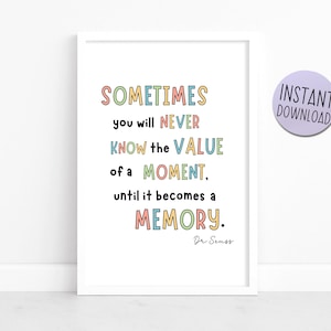 Seuss - "Sometimes You Will Never know" - Buchzitat - perfekt für Kinder, Kindergarten, Schule, Klassenzimmer, printable Download A4 Poster