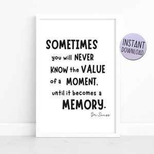 Seuss - "Sometimes You Will Never know" - Buchzitat - perfekt für Kinder, Kindergarten, Schule, Klassenzimmer, printable Download A4 Poster