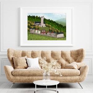 Christchurch, Aberbeeg, Abertillery, Gwent, Wales, Watercolour / Hybrid Painting Print image 3