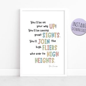 Dr. Seuss - "You'll Be On Your Way Up" - Buch Zitat - Perfekt für Kinder, Kindergarten, Schule, Klassenzimmer, printable Download A4 Poster
