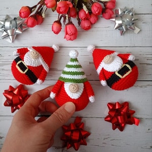 Crochet Christmas tree ornament Santa Claus and deer, Cute Santa Claus and Christmas Deer, Cute Christmas Gifts, Christmas tree Ornaments