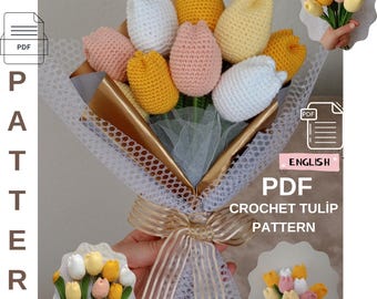 Crochet Tulip Bouquet Pattern: Easy Flower Arrangement (PDF Pattern)