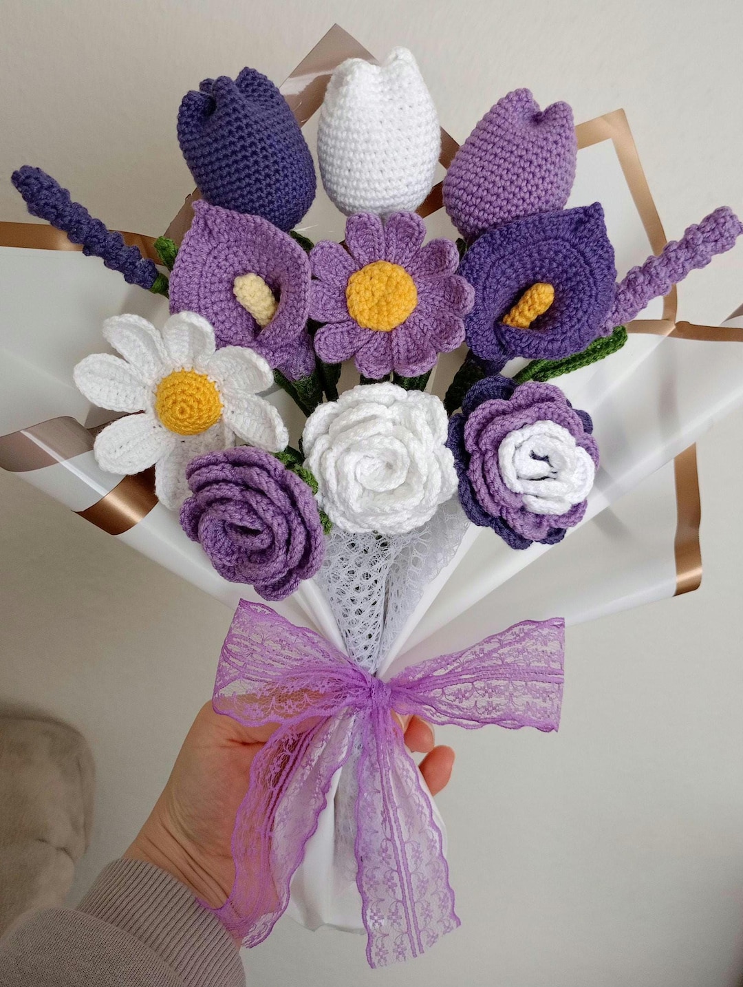 handmade-crochet-flower-bouquet-sunflower-rose-tulip-etsy