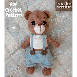 Amigurumi Teddy Bär Häkelanleitung, Kleidung Spielzeug (PDF-Muster)