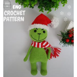 クリスマス泥棒 - かぎ針編みパターン - グリーンモンスター - かぎ針編みの緑の悪役 - あみぐるみクリスマス - かぎ針編みのグリーングラウチあみぐるみパターン