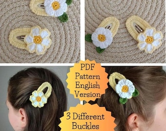 Modello PDF per fermaglio per capelli a forma di fiore lavorato a maglia: fibbia all'uncinetto 3 in 1
