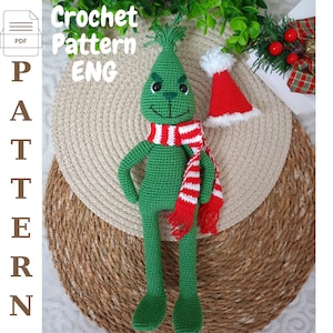 Christmas Decor Crochet Pattern - English PDF File -The Christmas Thief - Christmas Crochet PATTERN- Amigurumi Toy Green Monster