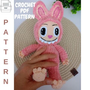 Creepy Cute Monster Rabbit Toy, Smiling Bunny CROCHET PATTERN PDF Tutorial (English),Labubu Amigurumi Crochet Pattern, Creepy Cute Toy