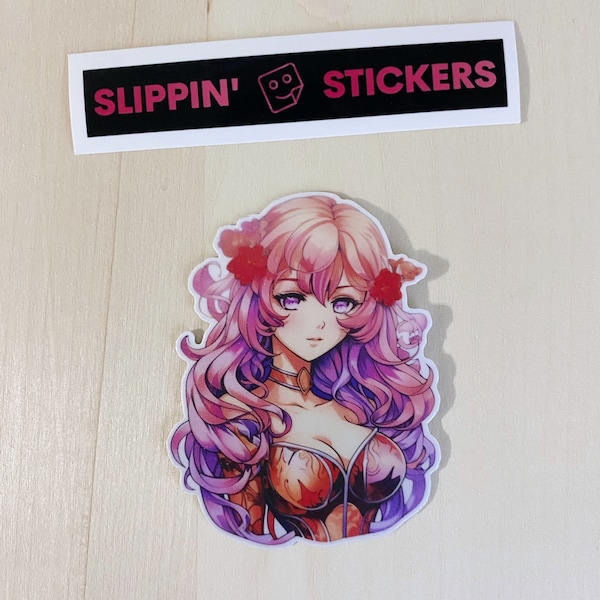 Anime waifu sticker, gift for weebs, anime fans, and otaku. Laptop vinyl sticker decal, water bottle decoration.