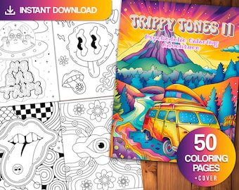 Trippy Tones 2 Coloring Book: Psychedelic Art, Stoner Designs (Digital Download)