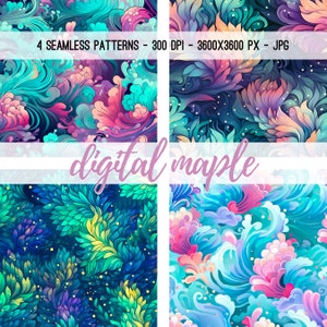 Sea Wave digitales Muster, lebendiges Aquarell druckbares Papier mit Meeresmotiven für Scrapbooking, Junk Journals, kommerzielle Nutzung