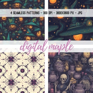 Witchcore seamless pattern, aesthetic digital file, repeat digital paper for fabric sublimation, scrapbooking or cards, commercial use