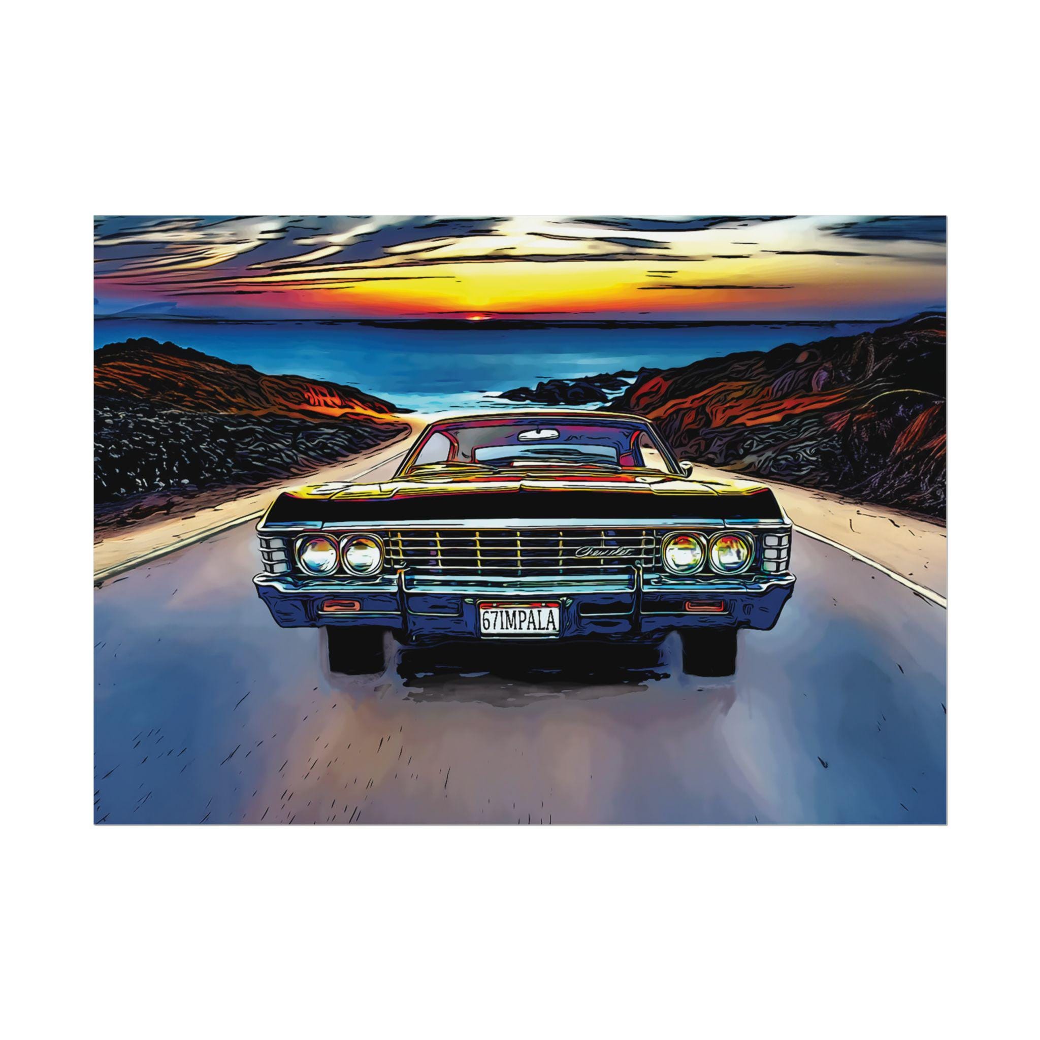 Classic Black 1967 Chevrolet Impala Rolled Poster, Supernatural