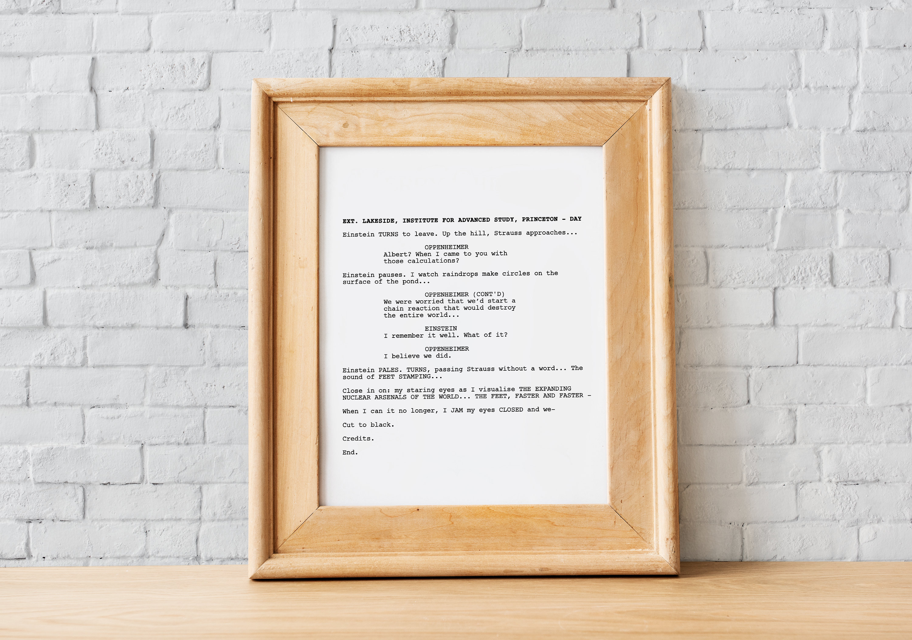 Oppenheimer Screenplay Final Scene Wall Art Digital Print Movie Script