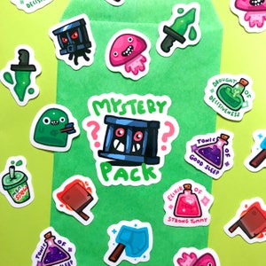 Mystery Dungeon Loot Sticker Pack - 5 Random 1x1 Inch Clear Stickers