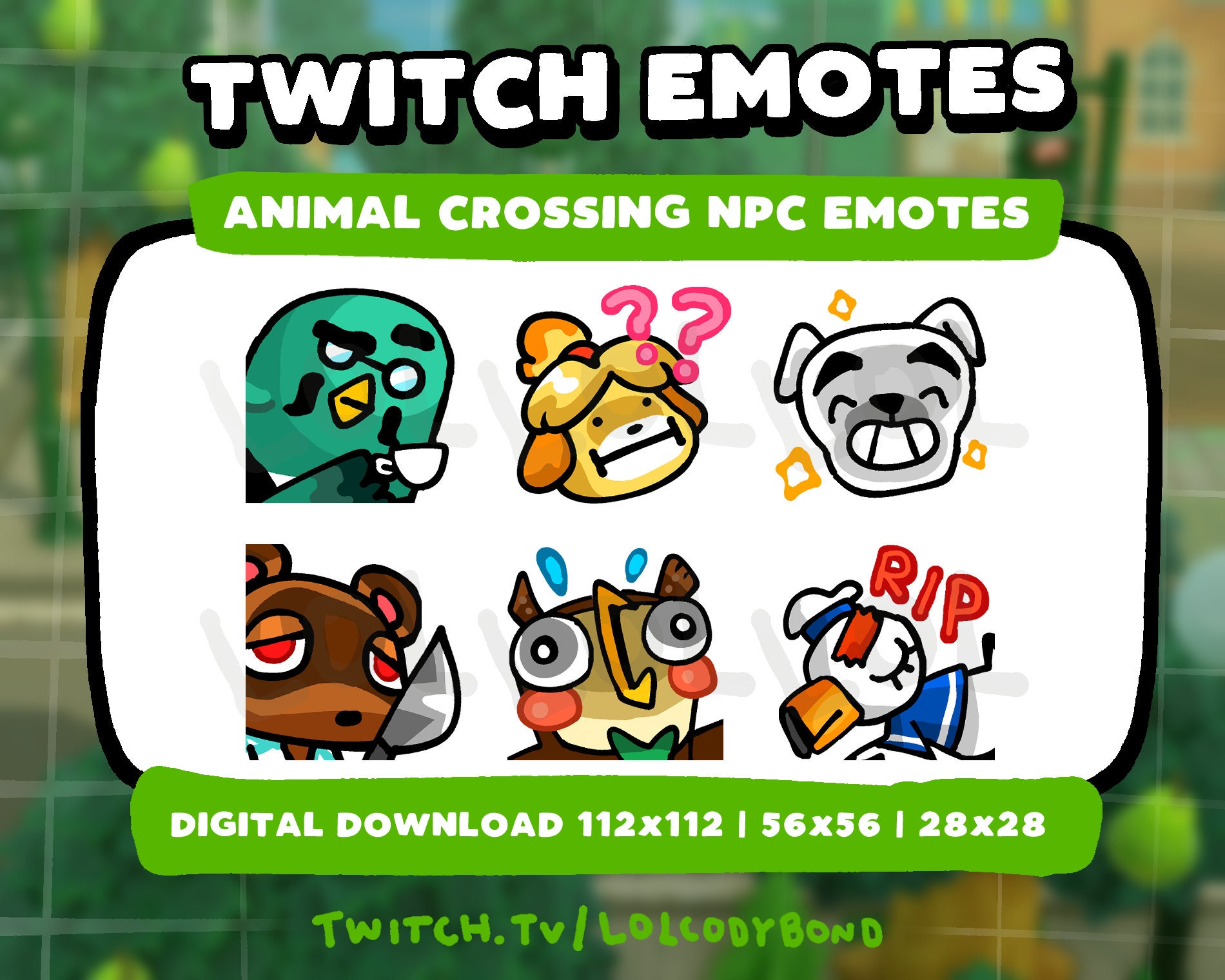 Animal Crossing New Horizons NPC Doodle Emotes for Twitch Streamers, Discord, Youtube Instant