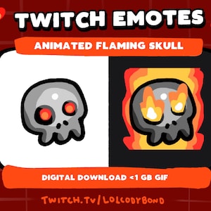 Animated Flaming Skull Emote for Twitch Streamers | Instant Download