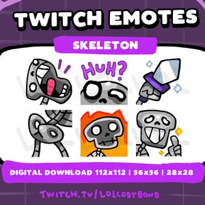 Skeleton Doodle Emotes for Twitch Streamers, Discord, Youtube | Instant Download