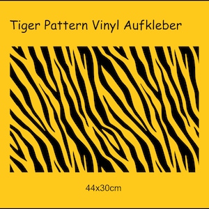 May include: Tiger pattern vinyl sticker, 44cm by 30cm, with a black and yellow tiger stripe design.