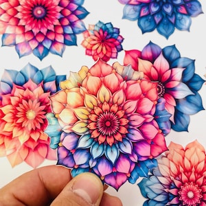 Juego de 8 pegatinas de mandalas de acuarela