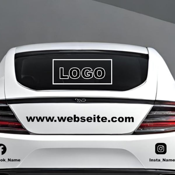 Auto reclame gepersonaliseerde sticker logo website Insta Facebook vinyl sticker