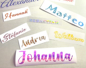 Personalized stickers with name or lettering - Custom text vinyl stickers