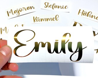 Personalized gold vinyl stickers, glass stickers, water bottle stickers, vinyl lettering, personalized stickers