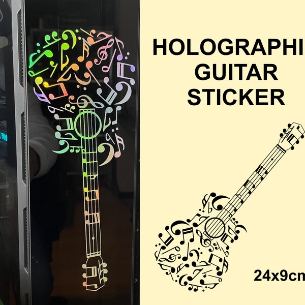 Guitar Rainbow Holographic Sticker