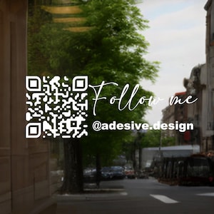 Personalisiert QR Code Aufkleber – „Follow me“ – Social Media Sign für Shops