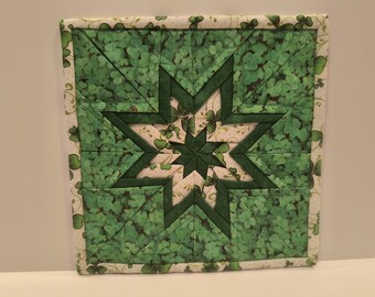 St.Patrick, Housewarming Gift, Hot Pad, Hot pad, Shower Gift, Kitchen, Pot holder, Shamrock, Leprechaun, Square Hot Pad, Housewarming