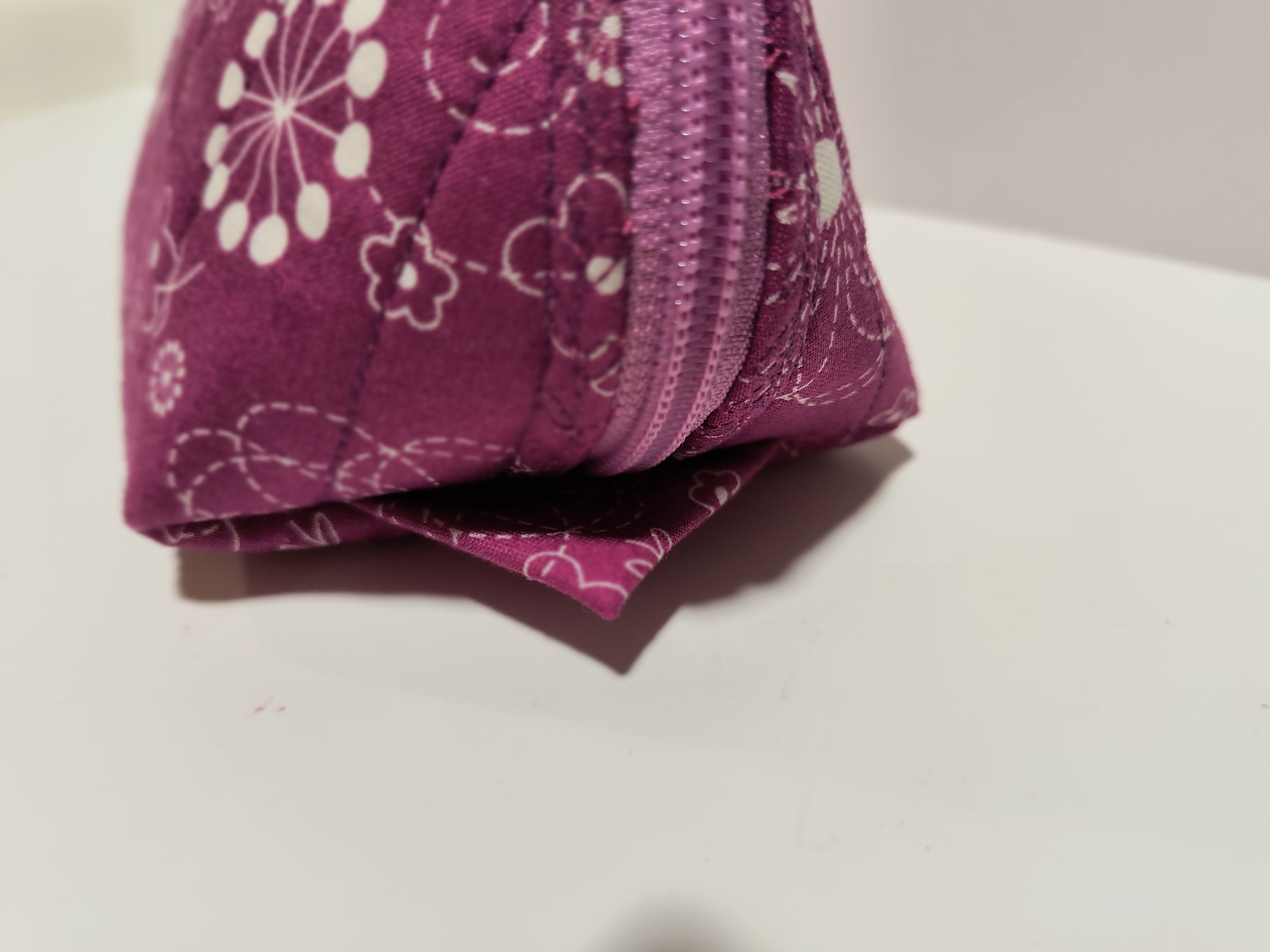 Clam Zipper Bag Zipper Pouch Lined Purple Lover Quilted Etsy