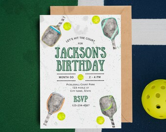 Pickleball Birthday Party Invitation Template| Pickleball Birthday Party Invite | Pickleball Party Invite | Editable Pickleball Party Invite