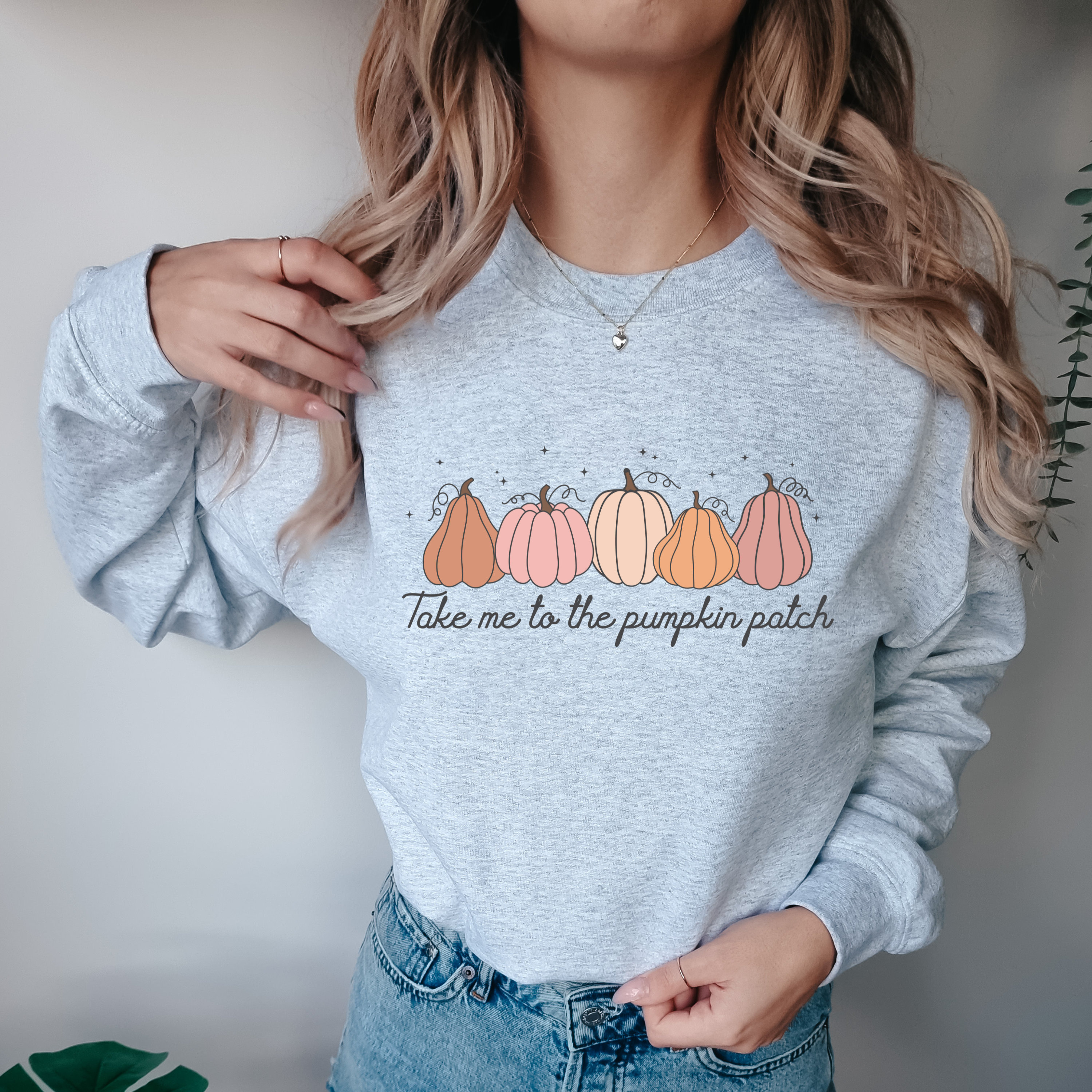 Discover Take Me to the Pumpkin Patch Women's Sweatshirt, Pumpkin Sweatshirt, Women's Fall shirt, Fall Pink and Orange Pumpkin Sweatshirt, Fall Gift