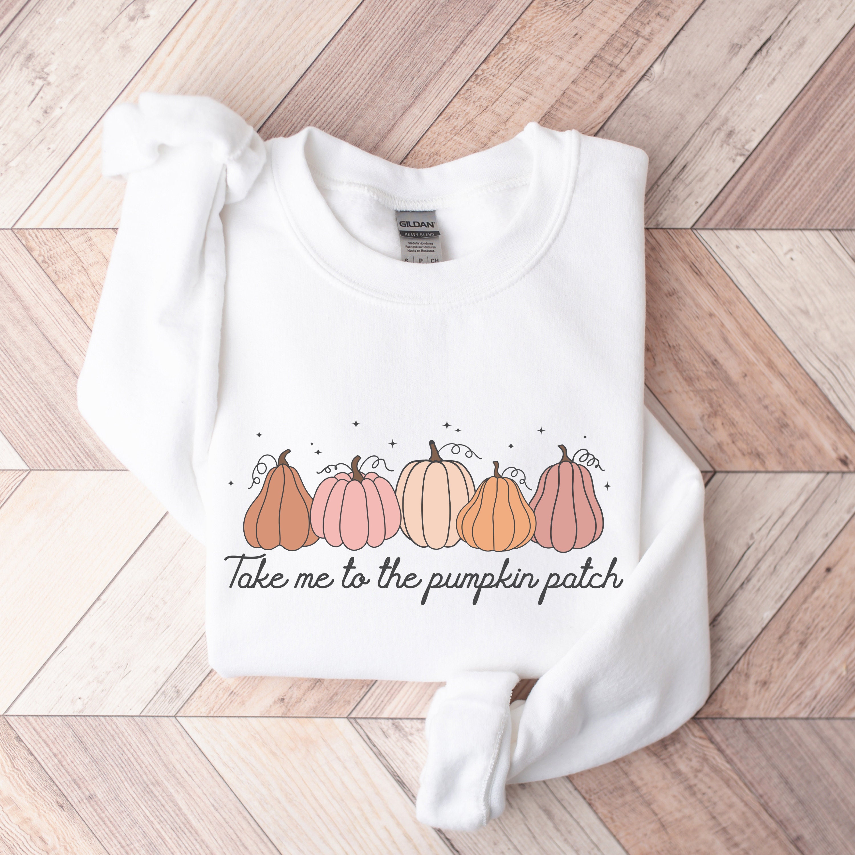 Discover Take Me to the Pumpkin Patch Women's Sweatshirt, Pumpkin Sweatshirt, Women's Fall shirt, Fall Pink and Orange Pumpkin Sweatshirt, Fall Gift