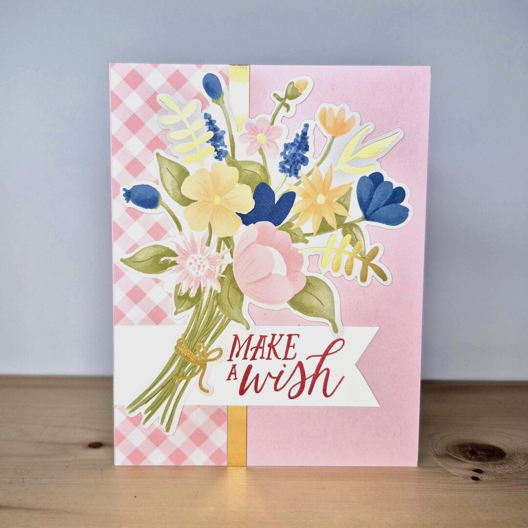 Colorful Floral Bouquet, Birthday Wishes, "make A Wish", Handmade Card ...