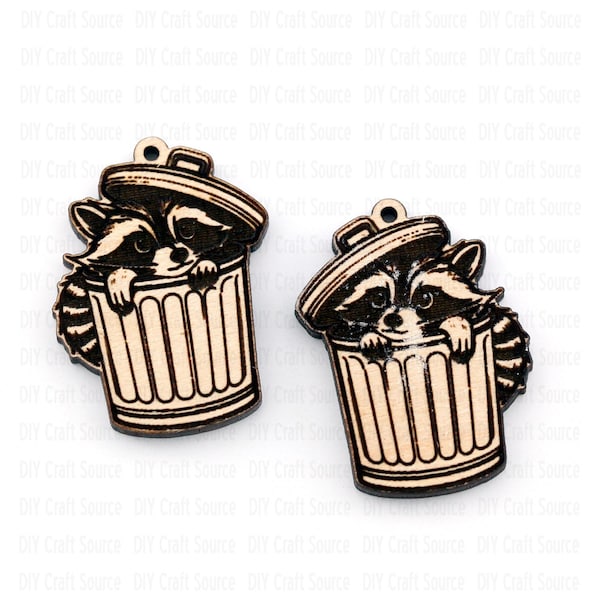 Wood Laser Blank Earrings, Unfinished Raccoon Earrings are Ready to Paint, Laser Cut Racoon Earrings for the DIY Crafter