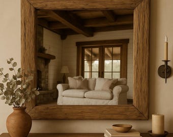 Modern Farmhouse Style Mirrors, Thick Wood Frame, Console Top Decorative Mirror